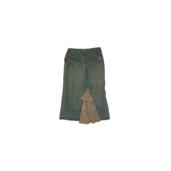 Mango Ruffled Insert Jean Skirt - Women’s Size 2 - Picture 1 of 11